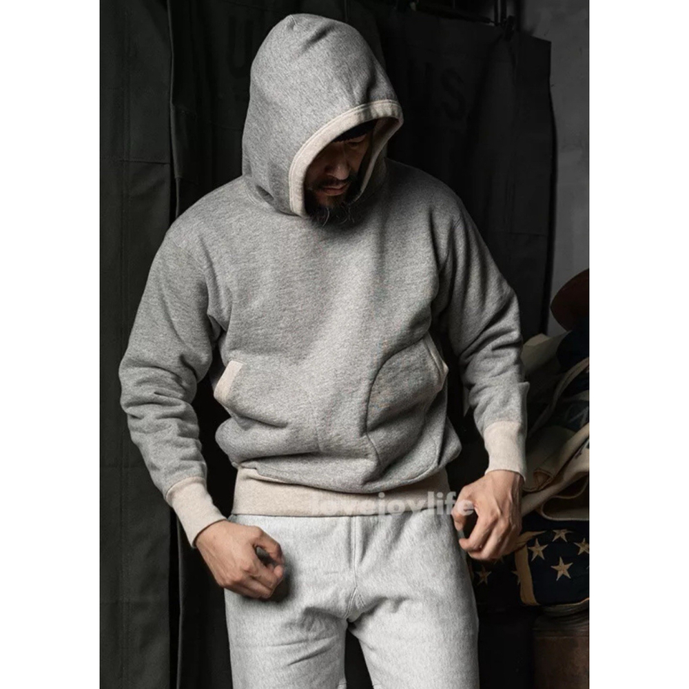 Bronson 1930's Lock Hood Hoodie Retro Men's Athletic Sweatshirt Heather Grey Top